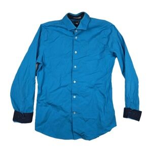 Express 1MX Men Limited Ed. Long Sleeve Button-Up Shirt Turquoise Size M 15-15.5